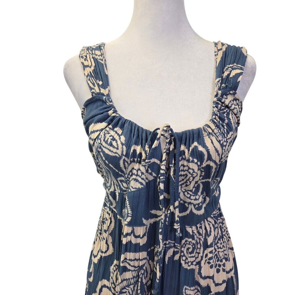 Angie Boho Floral Print Keyhole Peek-A-Boo Tiered Maxi Dress Size Medium - Picture 4 of 5